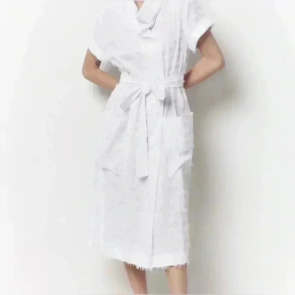 Corey Lynn Calter Women’s XS White Milly Cowl Neck Deep Pocket Midi Dress - NWT! - Picture 1 of 14